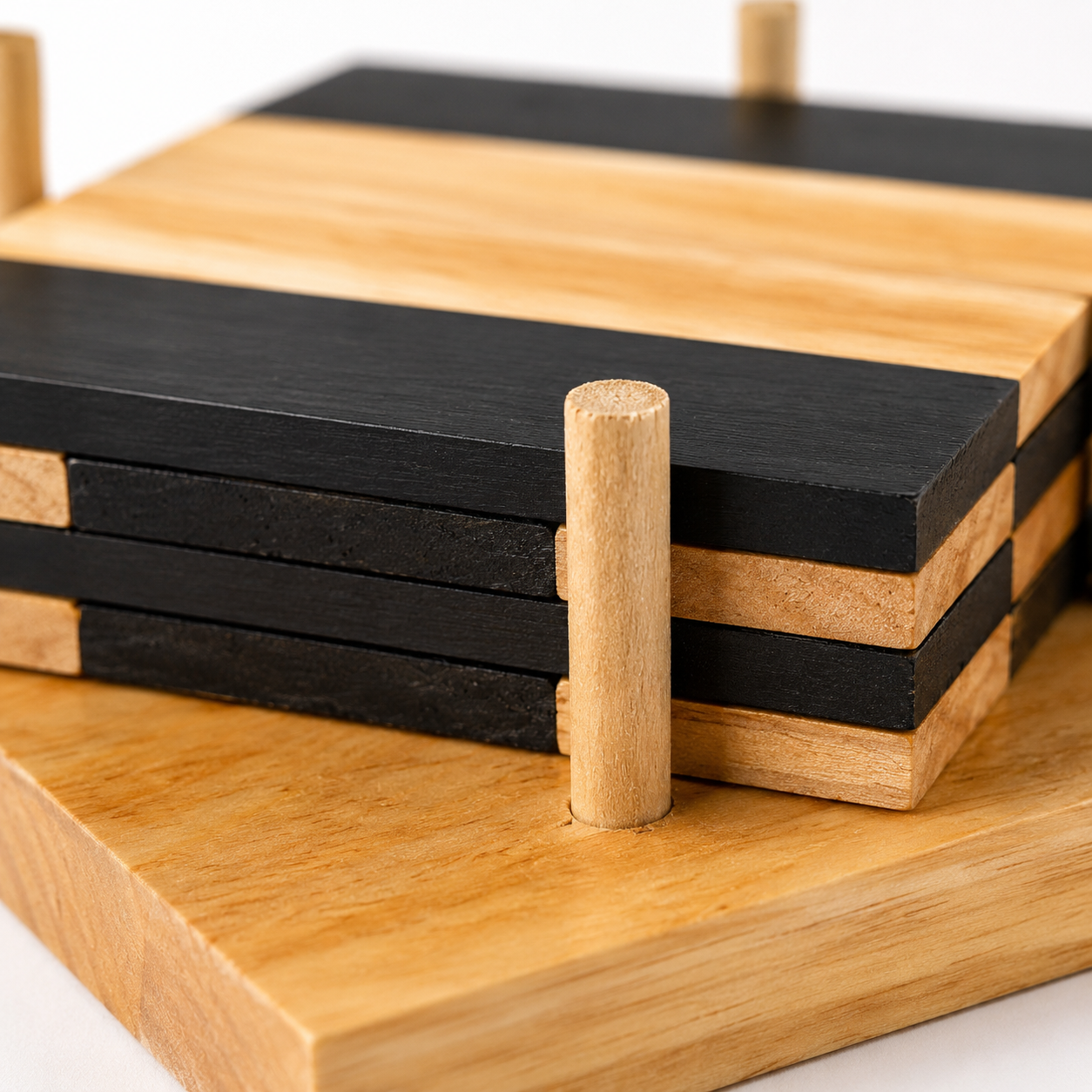 Two-Tone Wooden Cup Holder Set
