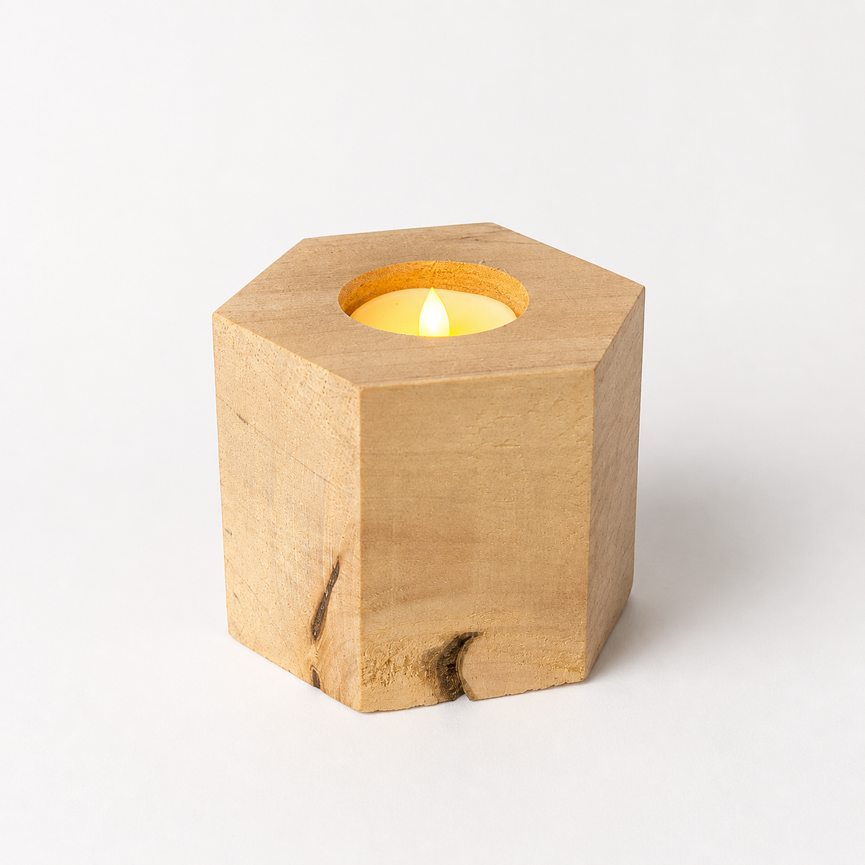 Handmade Wooden Tea Light Candle Holder