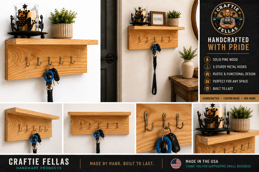 Craftie Fellas Rustic Entryway Shelf & Key Organizer