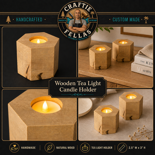 Handmade Wooden Tea Light Candle Holder